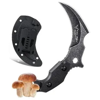 TAN REN Jagdmesser Feststehende Klinge, Outdoor Messer mit Kydex Scheide, Survival Messer D2 Stahl Pilzmesser für Picnic & BBQ Ideal Geschenk für Männer