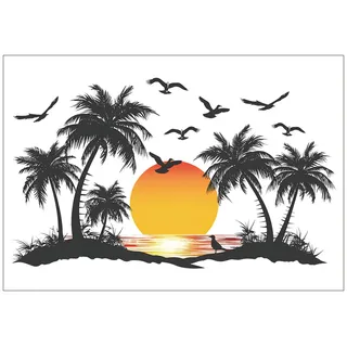 Wandtattoo Boho Palme Blätter Wandaufkleber, Palme Baum Wandaufkleber, Tropische Baum Pflanzen Vögel Wandsticker Wanddeko für Schlafzimmer Wohnzimmer TV Hintergrund