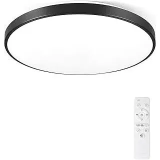 Horevo Bluetooth Deckenleuchte mit Lautsprecher, 40cm Moderne Schwarze LED Deckenleuchte (RGB Farbwechsel-Funktion, Fernbedienung, Geeignet für Wohnzimmer, Esszimmer, Schlafzimmer, Badezimmer)