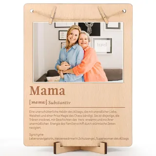 Giftota Mama Geschenk Bilderrahmen mit Holz Klammern und Leine, DIY Fotorahmen, Geschenke für Mama zum Geburtstag, Weihnachten