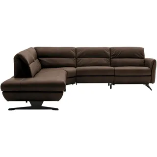 Schöner Wohnen Ecksofa , Braun , Metall , Echtleder , Nappaleder, Longlife-Leder , Ottomane links, L-Form , 286x258 cm , Goldenes M , Fußauswahl, Lederauswahl, Stoffauswahl, Hocker erhältlich, individuell planbar , Wohnzimmer, Sofas & Couches, Wohnlandschaften, Ecksofas
