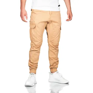 Cargohose ALESSANDRO SALVARINI "Alessandro Salvarini Herren Cargo Hose AS272", Herren, Gr. 31, Länge 30, beige, Obermaterial: 98% Baumwolle CO. 2% Elasthan EL., Hosen Cargohose