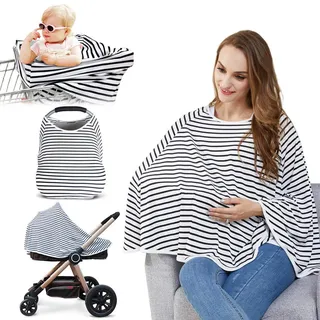Stilltuch Stillschal für Unterwegs Weich Nursing Cover Atmungsaktive Warenkorb Swaddle Decke Pflegeabdeckung für Baby Mutter, 360°Full Privacy Breastfeeding Protection
