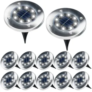 12x Solar Gartenlampe Bodenlampe LED Scheibe mit Sensor