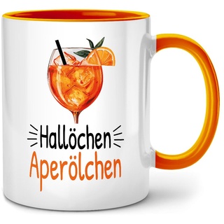 Seness Hallöchen Aperölchen Aperol Tasse mit Spruch lustig, Alkohol Geschenke, Geschenk Kollegin, Holy Aperoli Aperoly Mädelsabend beste Freundin, Lieblingskollegin Abschied Kollegen Team Büro Arbeit