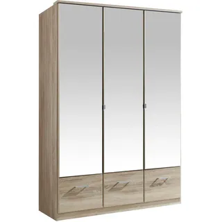 Imago 135 x 199 x 58 cm Eiche Sägerau Nachbildung mit Spiegeltüren und Schubladen