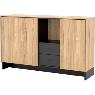 Sideboard NOMAD ND-07 Kommode 150x91x40 cm 3 Türen 2 Schubladen Bergesche/Schwarz