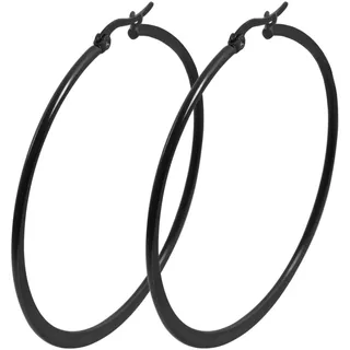 Paar Creolen ADELIA ́S "Damen Ohrringe ¿ Creole aus Edelstahl", schwarz, Ohrringe, Damen, Edelstahl, Paar Creolen