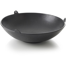 Barbecook Junko Gusseisen Wok zum Befestigen am Schwenkgrill, schwarz, rund, 37 cm