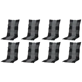 Madison 8x C184 Hochlehner Gartenstuhl Auflagen 8cm grau kariert