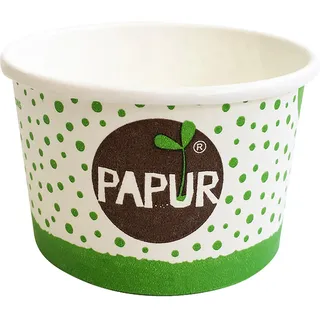 Bio Eisbecher Pappbecher PAPUR 100% ohne Kunststoff 160ml O85 Höhe 43mm, 50 Stk.