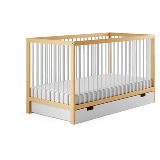 Kids Collective Babybett mit Schublade und Matratze Weiß 60 x 120 cm