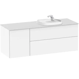 Waschbecken rechts + Unterschrank 2 Schubladen + 1 Tür Unik Beyond Roca, 140 x 50 x 52 cm, weiß (Referenz: A851417806)
