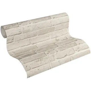 ascreation A.S. Création Vliestapete Best of Wood`n Stone 2nd Edition Tapete in Stein Optik fotorealistische Steintapete Backstein 10,05 m x 0,53 m grau Made in Germany 355813 35581-3