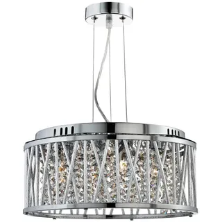 Kristall-Hängeleuchte , Chromfarben , Metall, Glas , 135 cm , höhenverstellbar , Lampen & Leuchten, Leuchtenserien