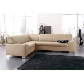 DOMO collection Eckcouch Kunstleder 2-Sitzer Beige
