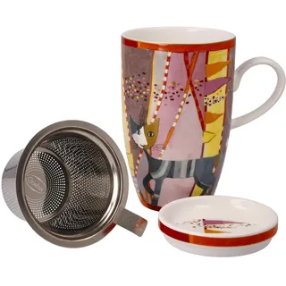 Goebel Rosina Wachtmeister Teetasse mit Deckel und Sieb aus Fine Bone China Sottosopra, Maße: 11,5cm x 8cm x 14cm, 66-861-08-1
