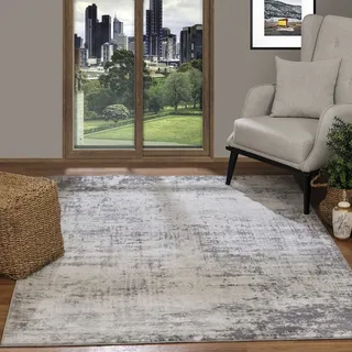 livabliss »WAMBA« rechteckig 10 mm Höhe Moderner Designerteppich in Marmor Optik, Kurzflor Wohnzimmerteppich, grau,