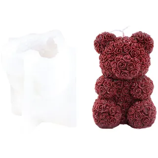 JS MOLD Kerzenform Silikon, 3D-bär-Silikonformen,Blume Kerzen Silikonform,3D Bär Silikonform Kerzen Gießen Formen,DIY Kerzengießformen für Frauen, Geburtstagsgeschenk, Muttertagsgeschenk (2)