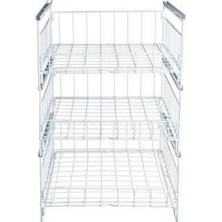 Ausziehbarer Küchenschrank-Organizer - 3-stöckiges Regalsystem - Kohlenstoffstahl - 20 kg Tragkraft - Gleitschienen - Einfache Montage - Weiß - Weiß