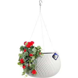 Hängeampel/Hängetopf - Balkon/Terrasse - Schalenform - Durchmesser 29,5 cm - Weiß