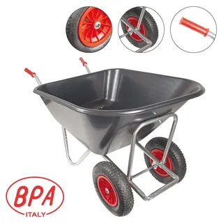 BPA Großmuldenkarre Zweirad Schubkarre Stall Hofkarre Futterkarre 2Rad 240l - Schwarz
