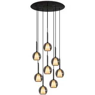 s.luce Galerieleuchte Belluna 8-flammig Rauch Ø 14cm , Anthrazit , Glas , Rund , E14 , 14x35x14 cm , Lampen & Leuchten, Innenbeleuchtung, Hängeleuchten, Pendelleuchten