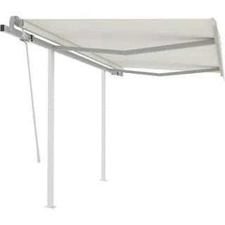 Markise Manuell Einziehbar mit Pfosten 3x2,5 m Creme - Creme