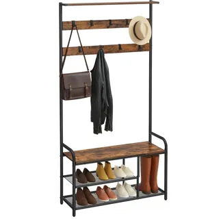VASAGLE Garderobenständer HSR409B01 Vintagebraun-Schwarz