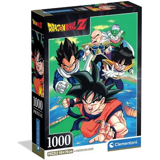 CLEMENTONI Puzzle Dragon Ball Z 1000 Stücke, Compact Box | Puzzle für Erwachsene 14 - 99 Jahre, Geschenk für Mann und Frau, Made in Italy, 37051