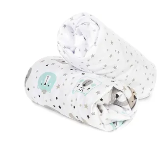 FlyIdeas 2-teiliges Spannbettlaken-Set für Kinderbett 80x160 cm – 100% Baumwolle, Weich & Atmungsaktiv – Perfekte Passform für Babybett & Reisebett