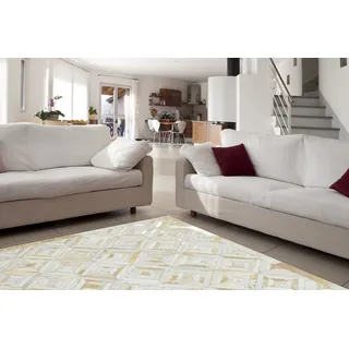 calo-deluxe Fellteppich CALO-DELUXE "Scarllet 410" Gr. 2, gold (goldfarben, elfenbeinfarben), B:80cm H:8mm L:150cm, Leder, Teppiche, Fellteppich, echtes Rinderfell, Wohnzimmer