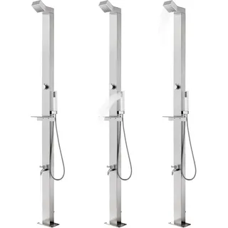 vidaXL Gartendusche mit Grauer Bodenplatte 225 cm Edelstahl - Grau