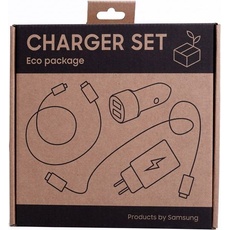 Samsung Charger set. Includes travel and car adapters with cables, Auto Adapter, Schwarz