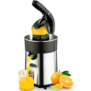 Cozary Zitruspresse Elektrische, Orangenpresse Zitronenpresse inkl 2 Presskegel, Gehäuse und Filter aus rostfreiem Stahl,Orange Juicer Press Geeignet für Orangen,Zitronen und Limetten, BPA Frei