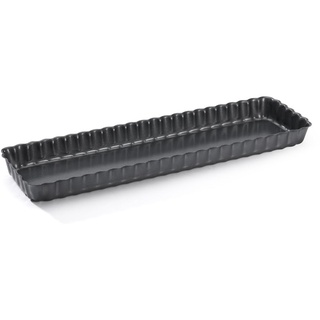 De Buyer - geriffelte rechteckige Tortenform mit abnehmbaren Boden - 35,6 x 10,2 x 2,7 cm - 4708.36, Schwarz