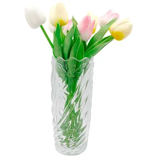 7,7" Vase aus klarem Kristall, Verdicktem Klarglas Blumenvase, Orchidee Muster Design Blumenvasen für Haus Wohnzimmer Schlafzimmer