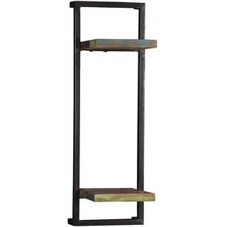 Wandregal 'Seaside', 2 Böden Massivholz, Metall Recycletes Holz Shabby Chic