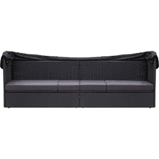 vidaXL Outdoor-Sofabett mit Dach Poly-Rattan Schwarz - Schwarz