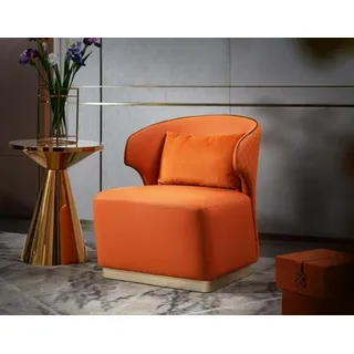 Sessel Orange Luxus Leder Wohnzimmer Neu Kreative Design Modern Designer Möbel - Orange