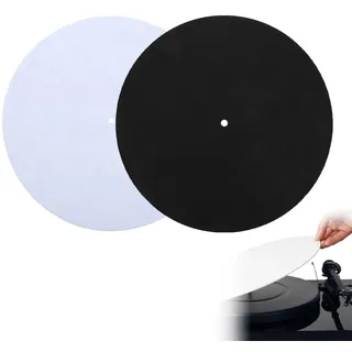 SGERUFZ 2 Stück Plattenteller Matte Filz Plattenspieler Slipmat Matte für Heimplattenspieler Filzunterlage für Schallplattenspieler Zubehör für Plattenspieler(18.5cm, 3mm) (Schwarz, Weiß)