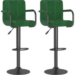 vidaXL Barhocker 2 Stk. Dunkelgrün Samt - Grün