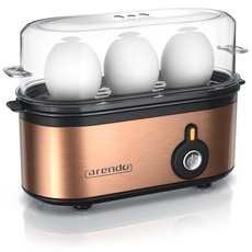 Arendo - Edelstahl Eierkocher Threecook - Egg Cooker - EIN AUS-Schalter - Wählbarer Härtegrad - 210 W - 1-3 Eier - GS - BPA-frei