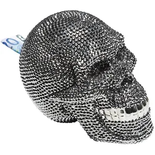 Kare Design Spardose Skull Crystal, Zimmer Deko, Accessoire, silber, 16x14x20,5cm