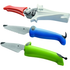 Kuhn Rikon 21270 Kinderkitchen Rüstmesser, 18/8 Edelstahl, Weiss, Blau & Grün