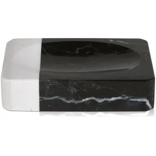 möve Black & White Seifenschale aus Marmor, Black/Snow