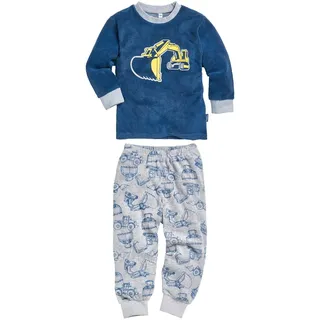 Playshoes Unisex Kinder Frottee Schlafanzug Zweiteilig Pyjama-Set, Bagger,92
