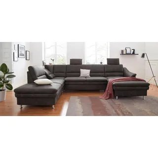 sit&more Wohnlandschaft »Cardoso U-Form« mit Federkern und Kopfstützen, mit Bettfunktion und Relaxfunktion, grau