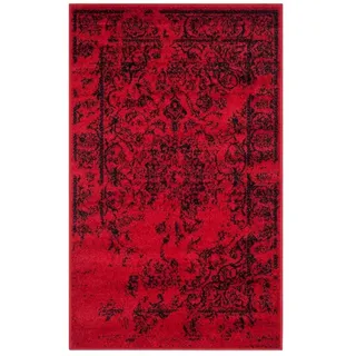 SAFAVIEH Distressed Teppich für Wohnzimmer, Esszimmer, Schlafzimmer - Adirondack Collection, Kurzer Flor, Rot und Schwarz, 91 X 152 cm