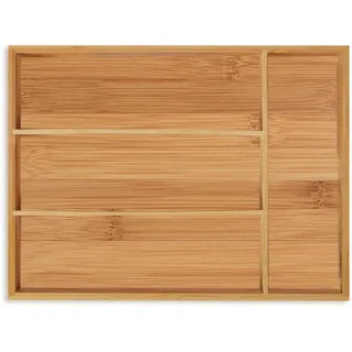 Relaxdays Besteckkasten , Hellbraun , Holz, Holzwerkstoff , 26x5x35.5 cm , Küchenzubehör, Küchenhelfer, Besteckeinsätze